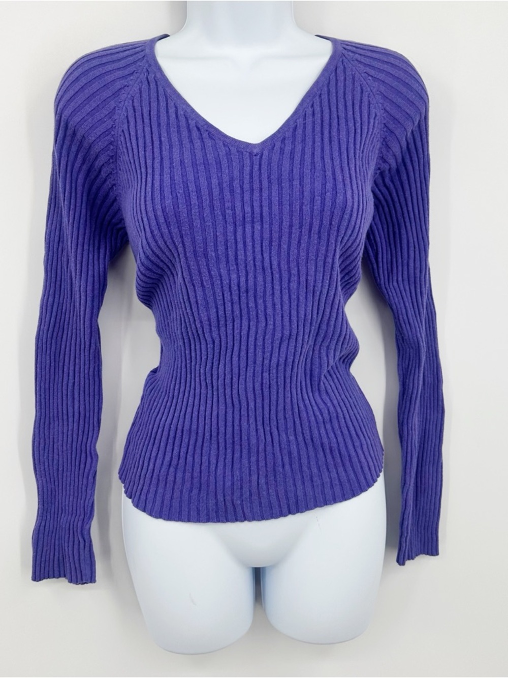 No Boundaries Vintage Y2K Purple Cable Knit Sweater Size Juniors Large V Neck